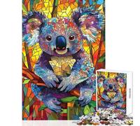 1000 Piece Jigsaw Puzzles for Adults Jigsaw Stained Glass Koala Art Jigsaws for Adults Brain Teaser Game Improve Memory Fun Activities at Home (Size 38x52cm)