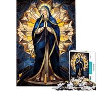 1000 Piece Jigsaw Puzzles for Adults Jigsaw Stained Glass Virgin Mary Jigsaws for Adults Relax Games Analysis And Logic Fun Activities at Home (Size 38x52cm)