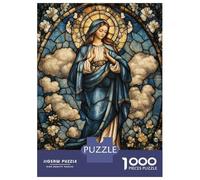 1000 Piece Jigsaw Puzzles for Adults Jigsaw Stained Glass Virgin Mary Puzzles for Adults Brain Teaser Game Enhance Memory Fun Activities at Home 52x38cm/1000pcs