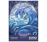 1000 Piece Jigsaw Puzzles for Adults Jigsaw Stained Glass Wave Art Puzzles for Adults Anti-Stress Toys Presents for Women Fun Activities at Home 38x26cm/1000pcs