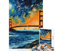 1000 Piece Jigsaw Puzzles for Adults Jigsaw Starry Golden Gate Hands-on Game Family Activities Educational Toy Help The Brain Exercise (75X50CM)