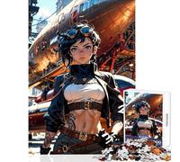 1000 Piece Jigsaw Puzzles for Adults Jigsaw Steampunk Woman with Airship Educational Toy Great Gift Relax Games Fun at Home Activities, size 38x26cm