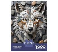 1000 Piece Jigsaw Puzzles for Adults Jigsaw Stone Mosaic Wolf Head Art Adult Puzzles Relax Games Enhance Memory Challenging Game Gifts 52x38cm/1000pcs
