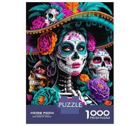 1000 Piece Jigsaw Puzzles for Adults Jigsaw Sugar Skull Woman Teenager Puzzles Relaxing Games Hand Speed Race Christmas Birthday Gifts 38x26cm/1000pcs