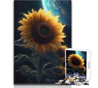 1000 Piece Jigsaw Puzzles for Adults Jigsaw Sunflower Earth Galaxy Ideal for Quiet Relaxing Moments Clean Uniform Cut Leisure Toy Size 38x52cm