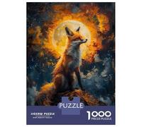 1000 Piece Jigsaw Puzzles for Adults Jigsaw Sunset Fox Painting Puzzles for Adults Brain Teaser Game Enhance Memory Fun Activities at Home 52x38cm/1000pcs