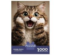 1000 Piece Jigsaw Puzzles for Adults Jigsaw Surprised Fluffy Tabby Cat Portrait Adult Jigsaw Puzzle Hands-on Game Perfect Decoration Challenging Game Gifts 52x38cm/1000pcs