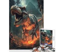 1000 Piece Jigsaw Puzzles for Adults Jigsaw T-Rex Jungle Rampage Educational Games Home Art Decor DIY Toys Help The Brain Exercise (50X75cm)