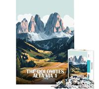 1000 Piece Jigsaw Puzzles for Adults Jigsaw The Dolomites Alta Via Italy for Educational Game Challenge Toy Practical Game Stress Reliever Funny Gifts (Size 38x52cm)