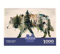1000 Piece Jigsaw Puzzles for Adults Jigsaw The Mirrored Version of My Wolf Original Surrealism Art ... Puzzles for Adults Relax Games Birthday Present Christmas Birthday Gifts 52x38cm/1000pcs