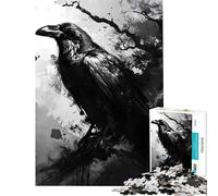 1000 Piece Jigsaw Puzzles for Adults Jigsaw The Raven Monochromatic for Birthday, Chrismas For Family Fun Home Decoration Toys Suitable for Ages 14 And Up (38x52cm)