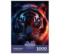 1000 Piece Jigsaw Puzzles for Adults Jigsaw Tiger Portrait with Neon Lighting Adult Puzzles Toy Wall Decor Presents for Women Christmas Birthday Gifts 70x50cm/1000pcs