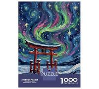 1000 Piece Jigsaw Puzzles for Adults Jigsaw Torii Gate Under Aurora Borealis Painting Adult Puzzles Toy Wall Decor Presents for Women Christmas Birthday Gifts 70x50cm/1000pcs