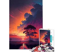 1000 Piece Jigsaw Puzzles for Adults Jigsaw Tree by The River Sunset 1000 Jigsaw Puzzle Educational Toy Birthday Present Unique Birthday And Gifts (50x75cm)
