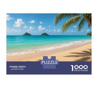 1000 Piece Jigsaw Puzzles for Adults Jigsaw Tropical Beach with Palm Tree Shadows Adult Jigsaw Puzzle Toy Wall Decor A Work of Art Fun Activities at Home 52x38cm/1000pcs