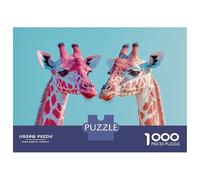 1000 Piece Jigsaw Puzzles for Adults Jigsaw Two Giraffes with Pink And Red Spots Adult Jigsaw Puzzle Toy Wall Decor A Work of Art Fun Activities at Home 52x38cm/1000pcs