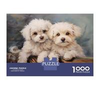 1000 Piece Jigsaw Puzzles for Adults Jigsaw Two White Poodle Puppies Puzzles for Adults Brain Teaser Game Enhance Memory Fun Activities at Home 38x26cm/1000pcs