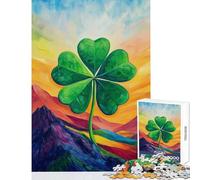 1000 Piece Jigsaw Puzzles for Adults Jigsaw Vibrant Clover in Colorful Landscape Jigsaws for Adults Fun Games Hand Speed Race Challenging Game Gifts (Size 38x26cm)
