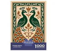 1000 Piece Jigsaw Puzzles for Adults Jigsaw Vintage Art Nouveau Peacock Art - Emerald & Gold Wall Decor Adult Puzzles Toy Wall Decor Presents for Women Christmas Birthday Gifts 38x26cm/1000pcs