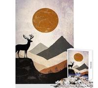 1000 Piece Jigsaw Puzzles for Adults Jigsaw Vintage Deer Hands-on Game Family Activities Educational Toy Help The Brain Exercise (38X26CM)