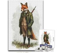 1000 Piece Jigsaw Puzzles for Adults Jigsaw Vintage Fox Hunter Challenging Game Toys Difficult Challenge Gifts Ideas Size 38x52cm