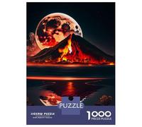 1000 Piece Jigsaw Puzzles for Adults Jigsaw Volcano Red Moon at Night Puzzles for Adults Brain Teaser Game Enhance Memory Fun Activities at Home 70x50cm/1000pcs