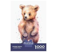 1000 Piece Jigsaw Puzzles for Adults Jigsaw Watercolor Baby Bear Cub Puzzles for Adults Relax Games Birthday Present Christmas Birthday Gifts 38x26cm/1000pcs