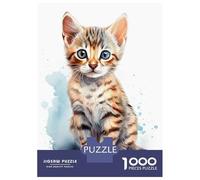 1000 Piece Jigsaw Puzzles for Adults Jigsaw Watercolor Bengal Cat Art Jigsaws for Adults Toy Wall Decor Staycation Kill Time Unique Birthday And Xmas Gifts 52x38cm/1000pcs