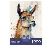 1000 Piece Jigsaw Puzzles for Adults Jigsaw Watercolor Llama Design Adult Jigsaw Puzzle Hands-on Game Perfect Decoration Challenging Game Gifts 52x38cm/1000pcs