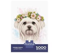 1000 Piece Jigsaw Puzzles for Adults Jigsaw Watercolor Maltese Dog Art Teenager Puzzles Relaxing Games Hand Speed Race Christmas Birthday Gifts 52x38cm/1000pcs