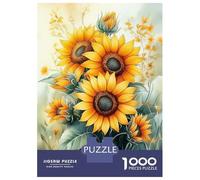 1000 Piece Jigsaw Puzzles for Adults Jigsaw Watercolor Sunflower Bouquet Jigsaw Puzzle Toy Wall Decor But Fun And Humorous Fun at Home Activities, 52x38cm/1000pcs