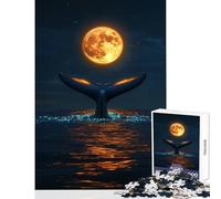 1000 Piece Jigsaw Puzzles for Adults Jigsaw Whale Tail Under Full Moon Puzzles for Teenagers Hand Speed Race for Birthday, Chrismas Christmas Birthday Gifts (50x75cm)