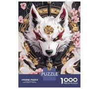 1000 Piece Jigsaw Puzzles for Adults Jigsaw White Akita Dog with Katana Animal Puzzles for Adults Toy Wall Decor Perfect Decoration Challenging Game Gifts 38x26cm/1000pcs