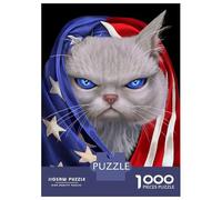 1000 Piece Jigsaw Puzzles for Adults Jigsaw White Cat USA Patriot Puzzles for Adults Toy Wall Decor Perfect Decoration Challenging Game Gifts 70x50cm/1000pcs