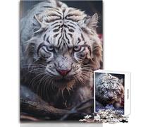 1000 Piece Jigsaw Puzzles for Adults Jigsaw White Tiger Predator Ideal for Quiet Relaxing Moments Clean Uniform Cut Leisure Toy Size 38x52cm