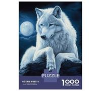1000 Piece Jigsaw Puzzles for Adults Jigsaw White Wolf Under Moonlight Jigsaws for Adults Toy Wall Decor Staycation Kill Time Unique Birthday And Xmas Gifts 38x26cm/1000pcs