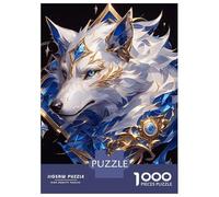 1000 Piece Jigsaw Puzzles for Adults Jigsaw White Wolf with Blue And Gold Accents Puzzle for Adults Anti-Stress Toys For Family Fun Fun Activities at Home 52x38cm/1000pcs