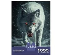 1000 Piece Jigsaw Puzzles for Adults Jigsaw White Wolf with Red Eyes Jigsaw Puzzle Toy Wall Decor But Fun And Humorous Fun at Home Activities, 70x50cm/1000pcs