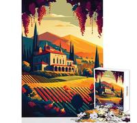 1000 Piece Jigsaw Puzzles for Adults Jigsaw Winery in Tuscany Toy Wall Decor Birthday Gift Hands-on Game Enhance Love between Couples Size 38x52cm