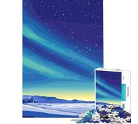 1000 Piece Jigsaw Puzzles for Adults Jigsaw Winter Landscape with Aurora Borealis Hands-on Game Learning Educational Toys Birthday Gifts for The Whole Family (Size 38x26cm)