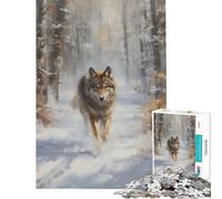 1000 Piece Jigsaw Puzzles for Adults Jigsaw Winter Wolf Approaching Hands-on Game Learning Educational Toys Birthday Gifts for The Whole Family (Size 75x50cm)