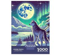 1000 Piece Jigsaw Puzzles for Adults Jigsaw Winter Wolf Under Full Moon Jigsaw for Adults Relax Games Improve Memory Challenging Game Gifts 38x26cm/1000pcs