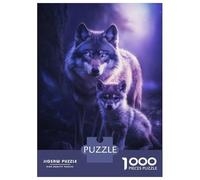 1000 Piece Jigsaw Puzzles for Adults Jigsaw Wolf And Pup in Moonlight Jigsaws for Adults Toy Wall Decor Staycation Kill Time Unique Birthday And Xmas Gifts 52x38cm/1000pcs