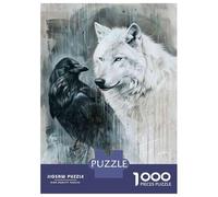 1000 Piece Jigsaw Puzzles for Adults Jigsaw Wolf And Raven Art Print Puzzles for Adults Anti-Stress Toys Presents for Women Fun Activities at Home 52x38cm/1000pcs