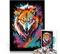 1000 Piece Jigsaw Puzzles for Adults Jigsaw Wolf Head Graffiti Style Für Familienspaß Lustiges Geschenk75x50cm