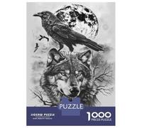 1000 Piece Jigsaw Puzzles for Adults Jigsaw Wolf Raven Moon Tattoo Design Puzzles for Adults Anti-Stress Toys Presents for Women Fun Activities at Home 38x26cm/1000pcs