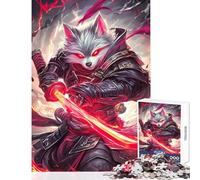 1000 Piece Jigsaw Puzzles for Adults Jigsaw Wolf Samurai with Red Sword Fun Games for The Whole Family Educational Toy Suitable for Desktop Decoration (52X38cm)