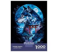 1000 Piece Jigsaw Puzzles for Adults Jigsaw Wolf Silhouette Torii Gate Puzzles for Adults Brain Teaser Game Enhance Memory Fun Activities at Home 70x50cm/1000pcs