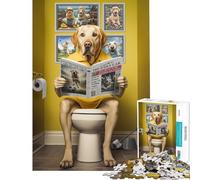 1000 Piece Jigsaw Puzzles for Adults Jigsaw Yellow Labrador Toilet Toys Educational Games Fun Games Tough Challenge Gifts for Women Men (Size 50x75cm)