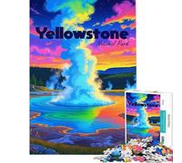 1000 Piece Jigsaw Puzzles for Adults Jigsaw Yellowstone National Park Colorful Landscape 1000 Piece Jigsaws Toy Wall Decor Precision Cutting Deal As Gifts for The Whole Family (38x26cm)